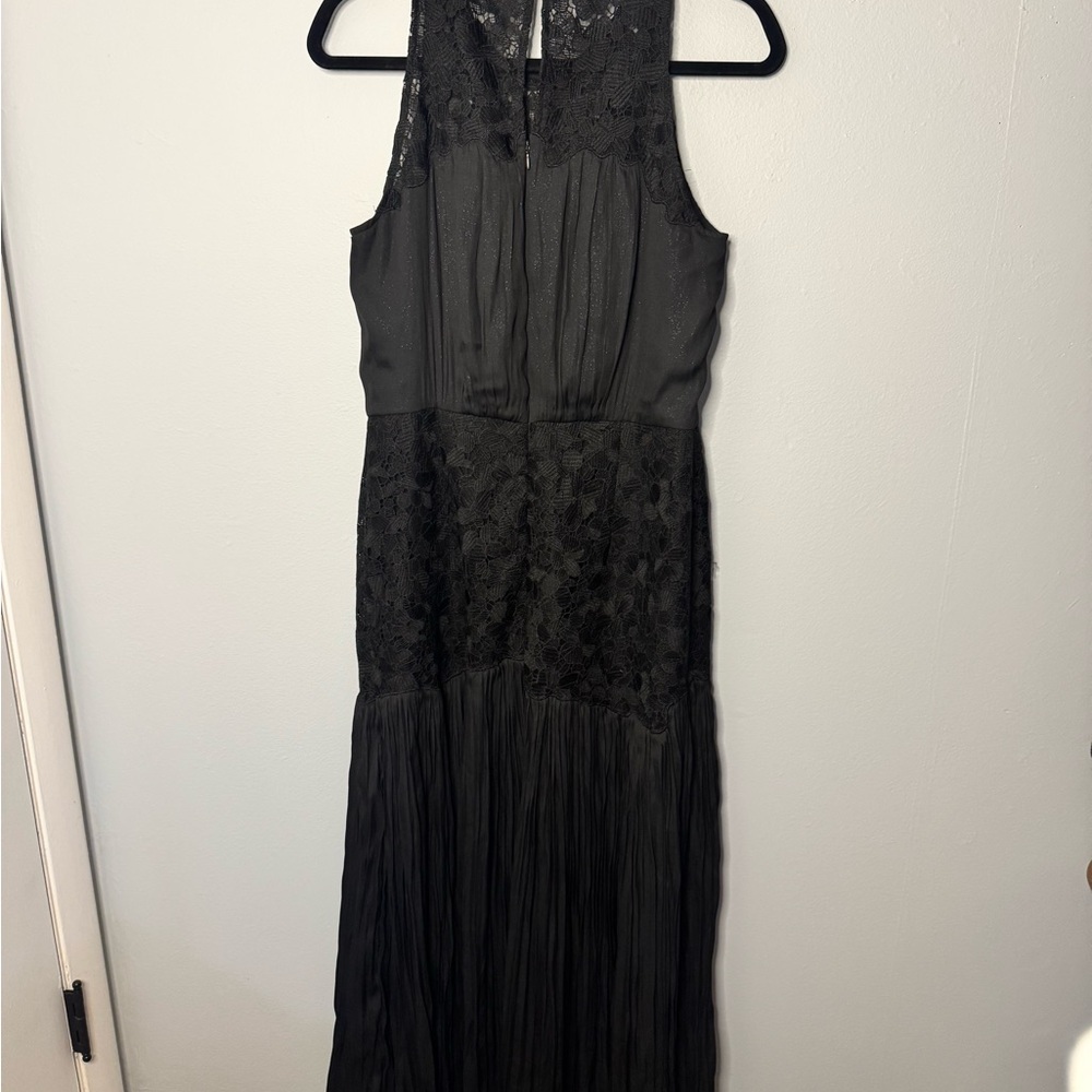 Halston Black Lace & Pleated Dress - Picture 3 of 5